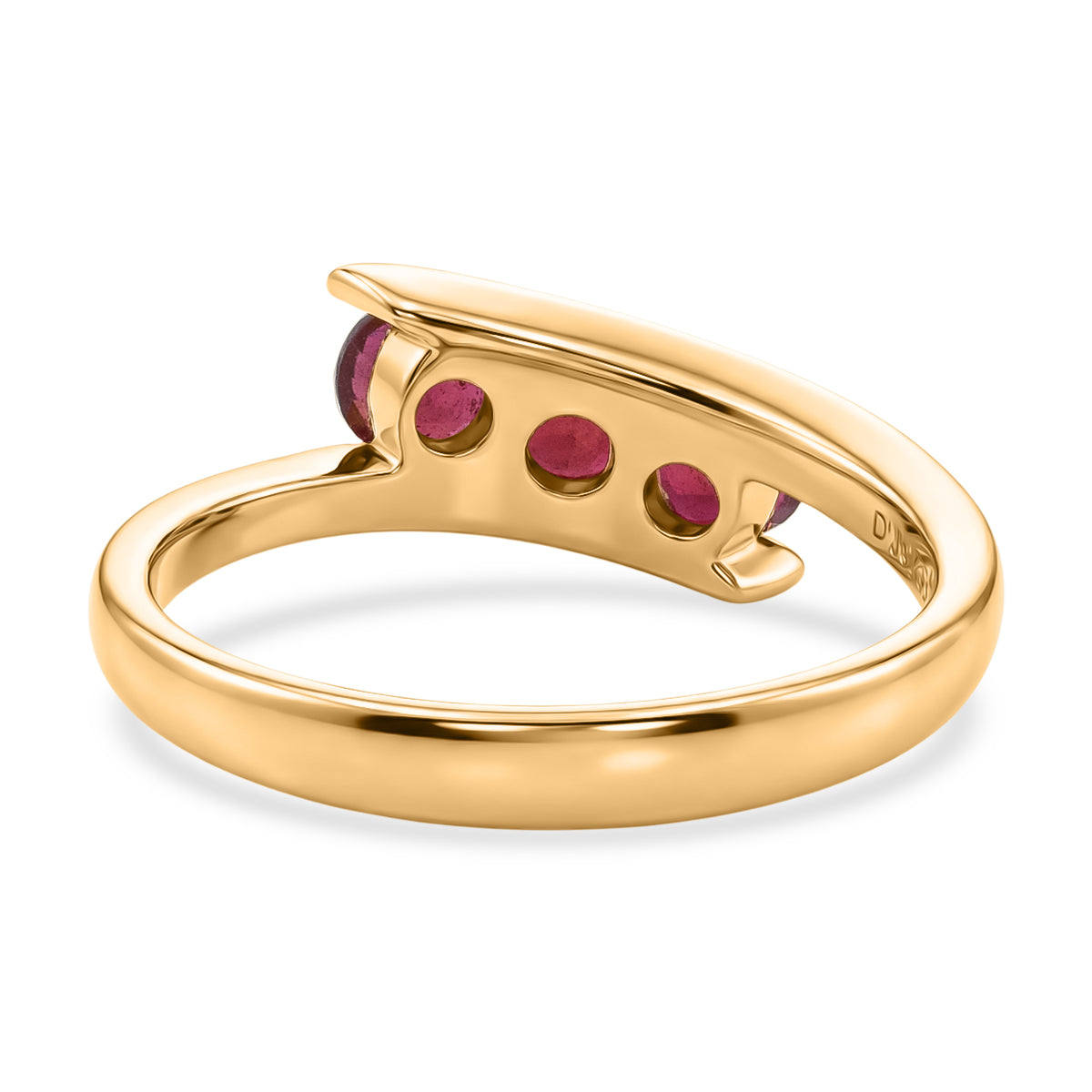 D'Joy African Ruby Trilogy Bypass Ring in Yellow Gold Plated Sterling Silver 1.20 Ct. V32519613 5