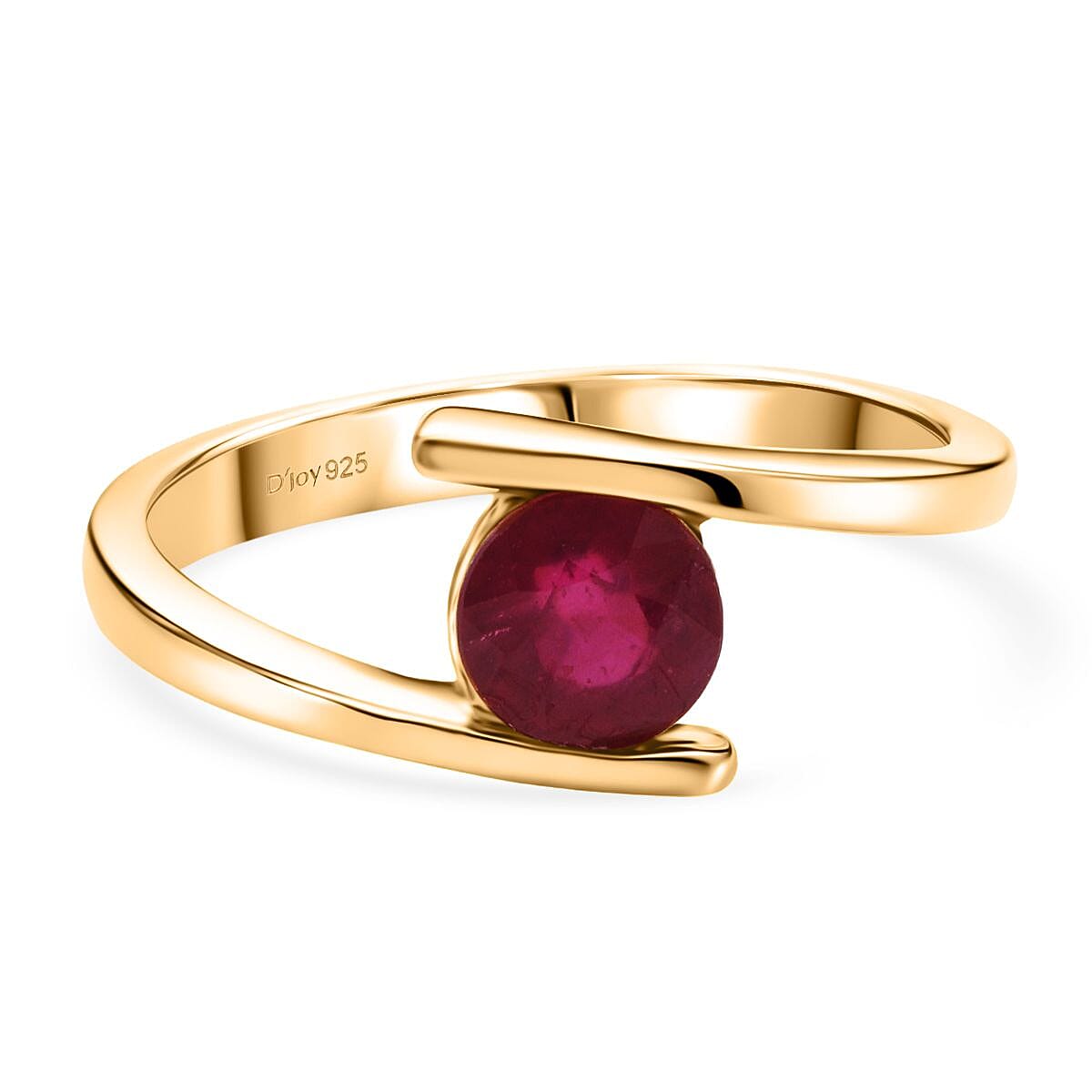 D'Joy African Ruby Solitaire Bypass Ring in Yellow Gold Plated Sterling Silver 1.25 Ct. V32534255 0