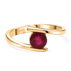D'Joy African Ruby Solitaire Bypass Ring in Yellow Gold Plated Sterling Silver 1.25 Ct._8502485