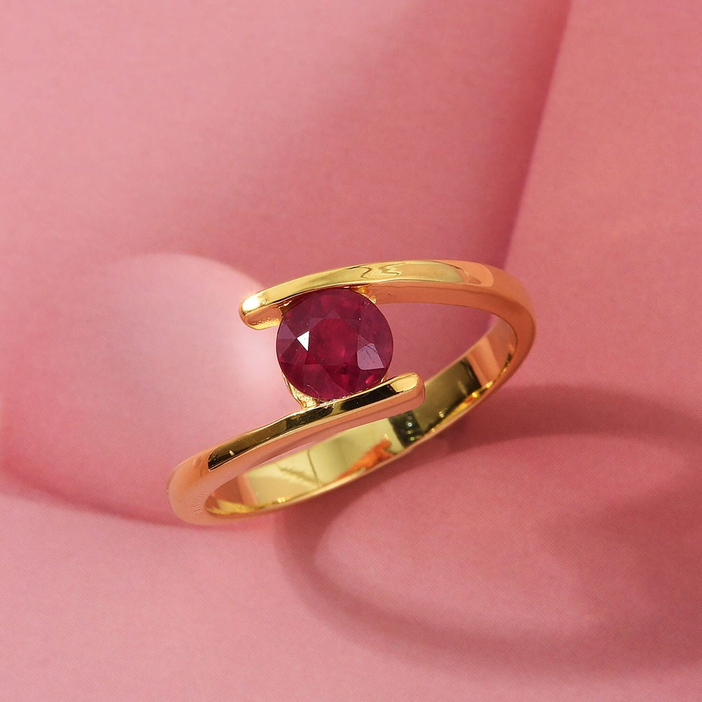 D'Joy African Ruby Solitaire Bypass Ring in Yellow Gold Plated Sterling Silver 1.25 Ct._8502485_1