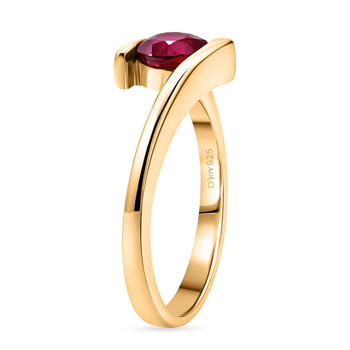 D'Joy African Ruby Solitaire Bypass Ring in Yellow Gold Plated Sterling Silver 1.25 Ct. V32534255 4