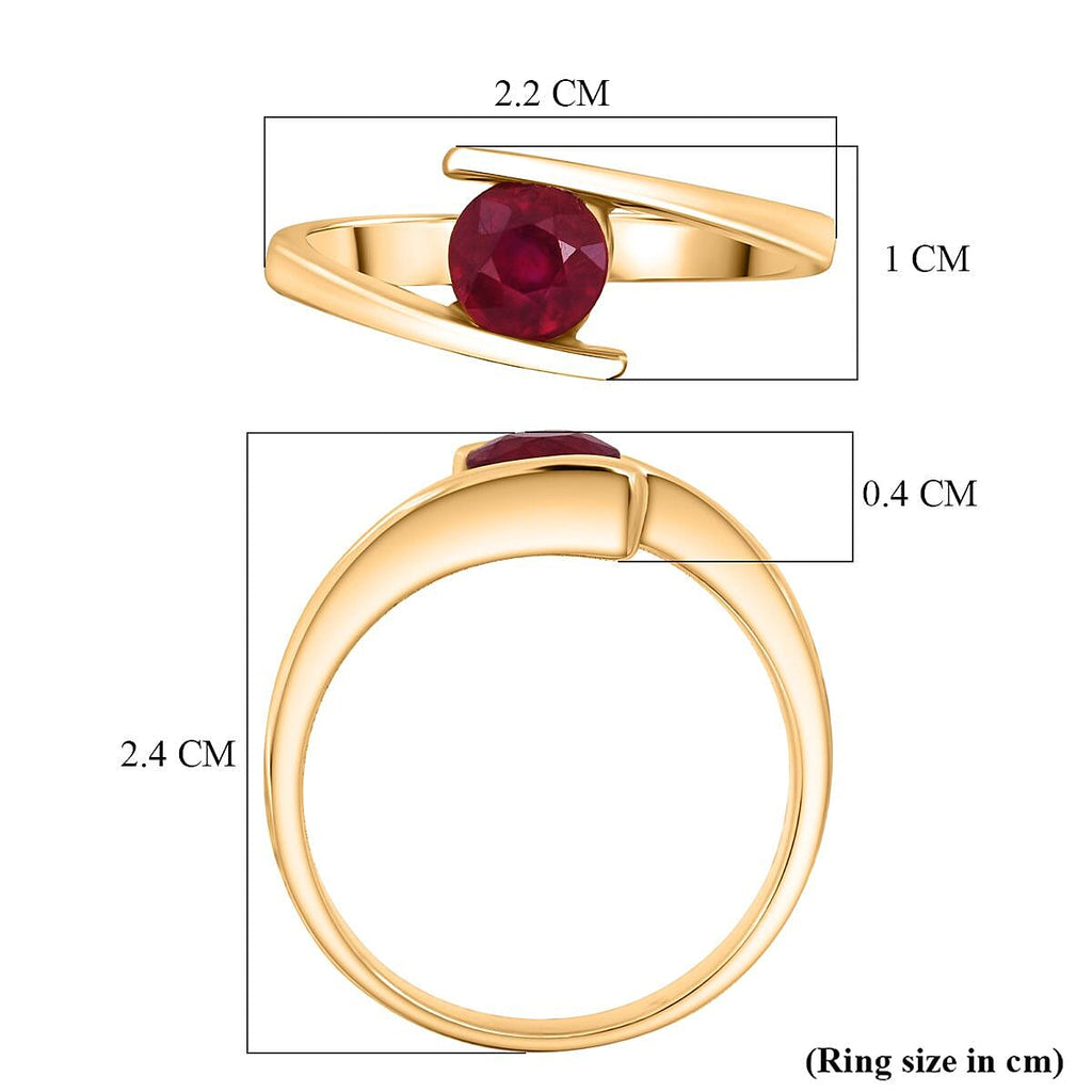 D'Joy African Ruby Solitaire Bypass Ring in Yellow Gold Plated Sterling Silver 1.25 Ct._8502485_5