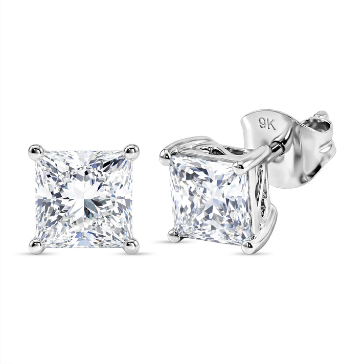 LUXURIANT 2 Ct. Lab Grown Diamond Solitaire Stud Push Post Earring in 9K White Gold SGL Certified (VS-E-F) 8502592 1