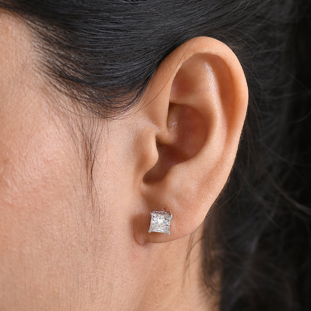 Luxuriant - 9K White Gold SGL Certified Lab Grown Diamond (VS/E-F) Solitaire Stud Push Post Earring 2.07 Ct._8502592_1