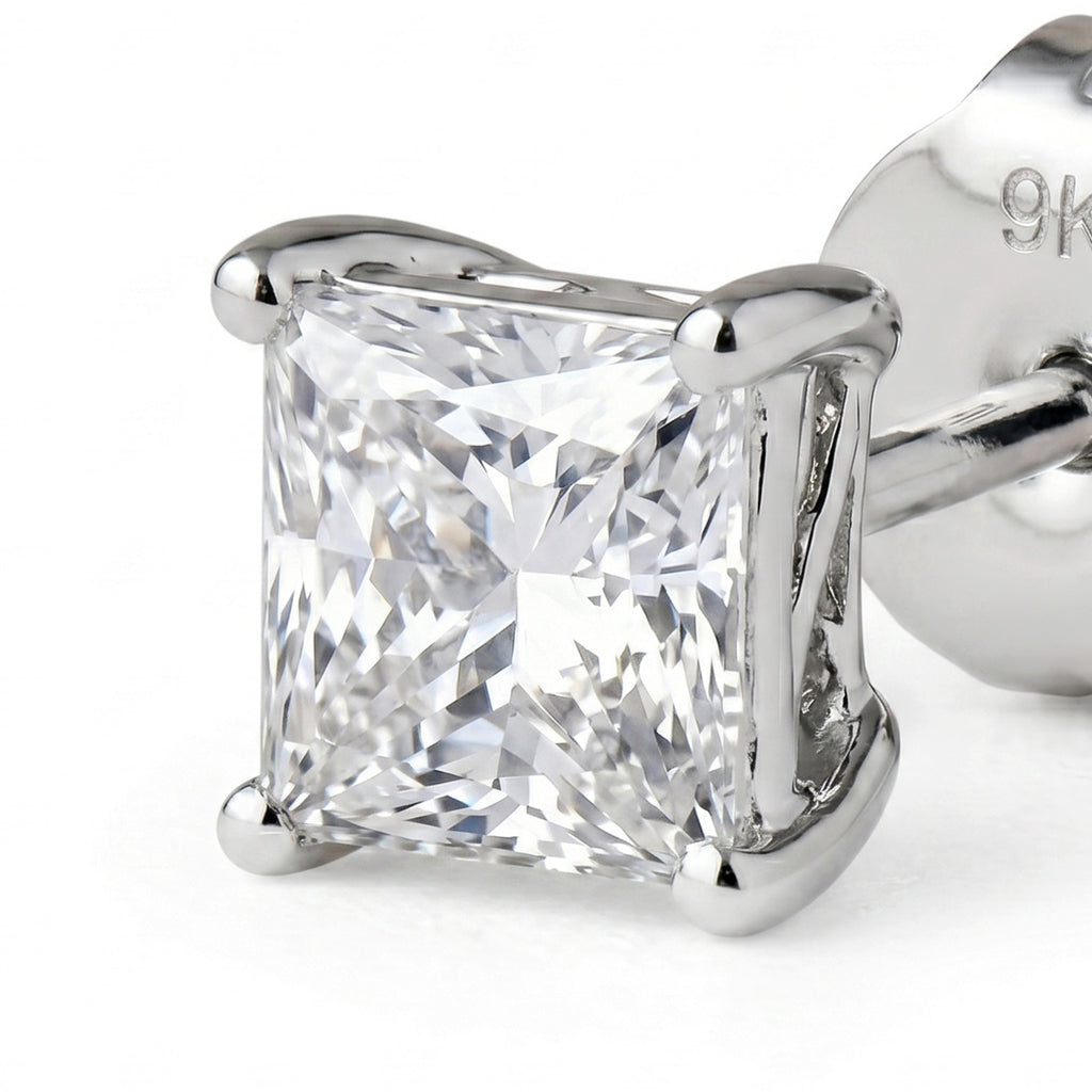 Luxuriant - 9K White Gold SGL Certified Lab Grown Diamond (VS/E-F) Solitaire Stud Push Post Earring 2.07 Ct._8502592_6