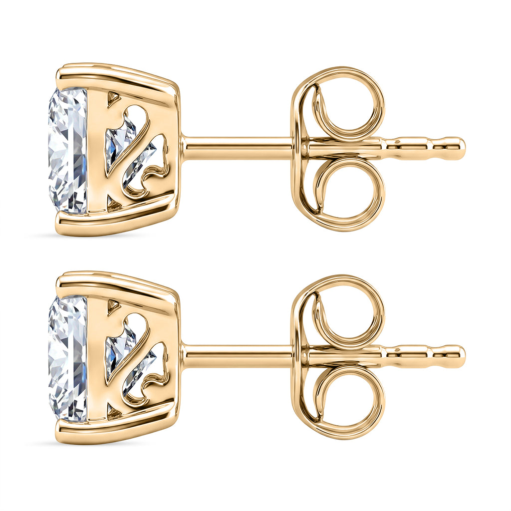 Luxuriant - 9K Yellow Gold SGL Certified Lab Grown Diamond (VS/E-F) Solitaire Stud Push Post Earring 2.08 Ct._8502593_6