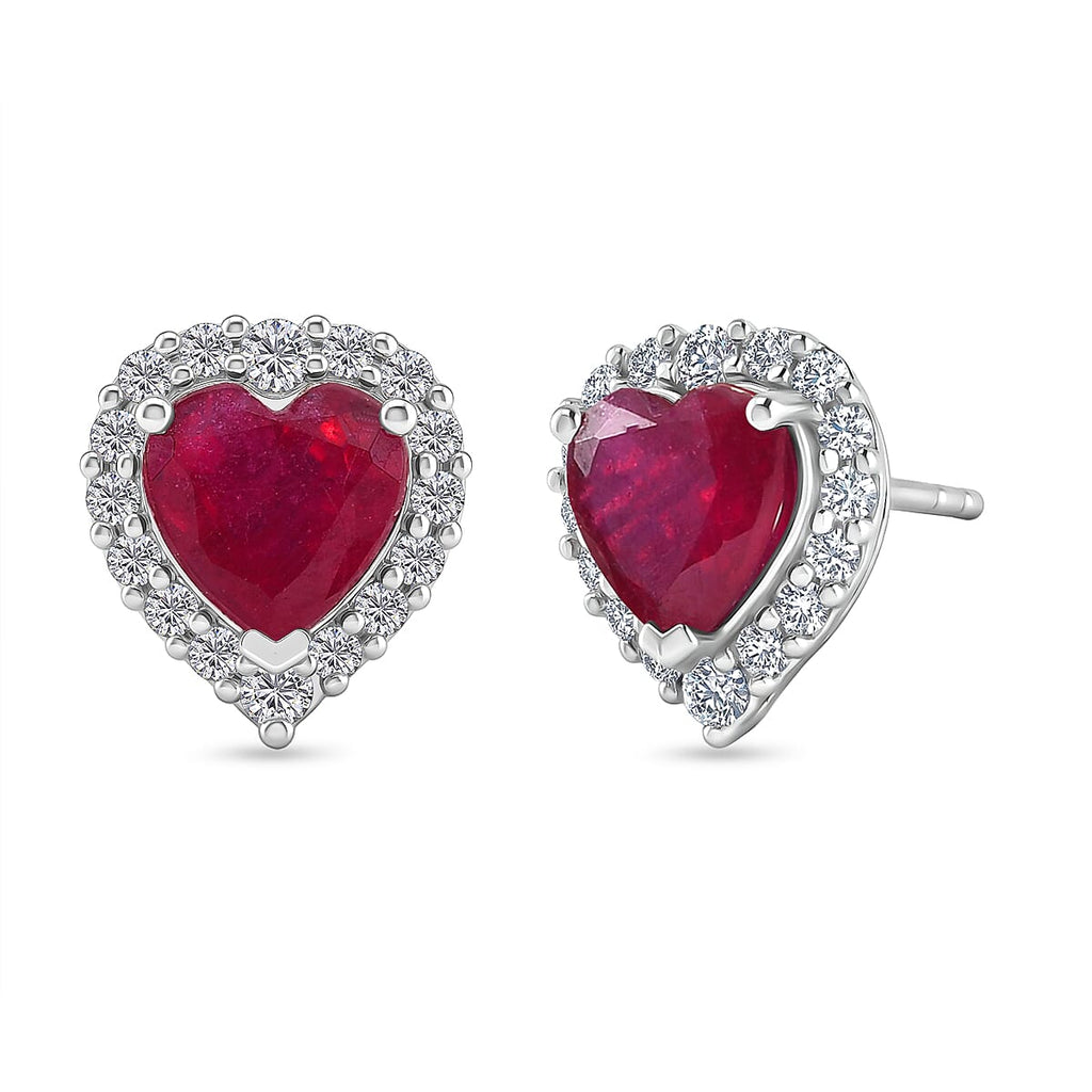D'Joy Niassa Ruby, Moissanite Solitaire Stud Push Post Earring in Rhodium OverlaySterling Silver  3.400  Ct._8502597