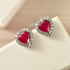 D'Joy Niassa Ruby, Moissanite Solitaire Stud Push Post Earring in Rhodium OverlaySterling Silver  3.400  Ct._8502597_1