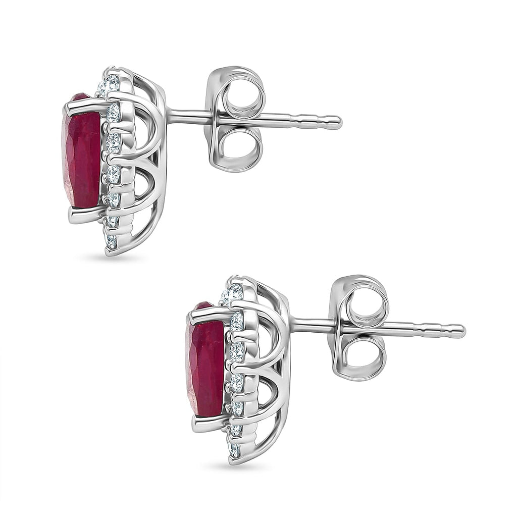 D'Joy Niassa Ruby, Moissanite Solitaire Stud Push Post Earring in Rhodium OverlaySterling Silver  3.400  Ct._8502597_3