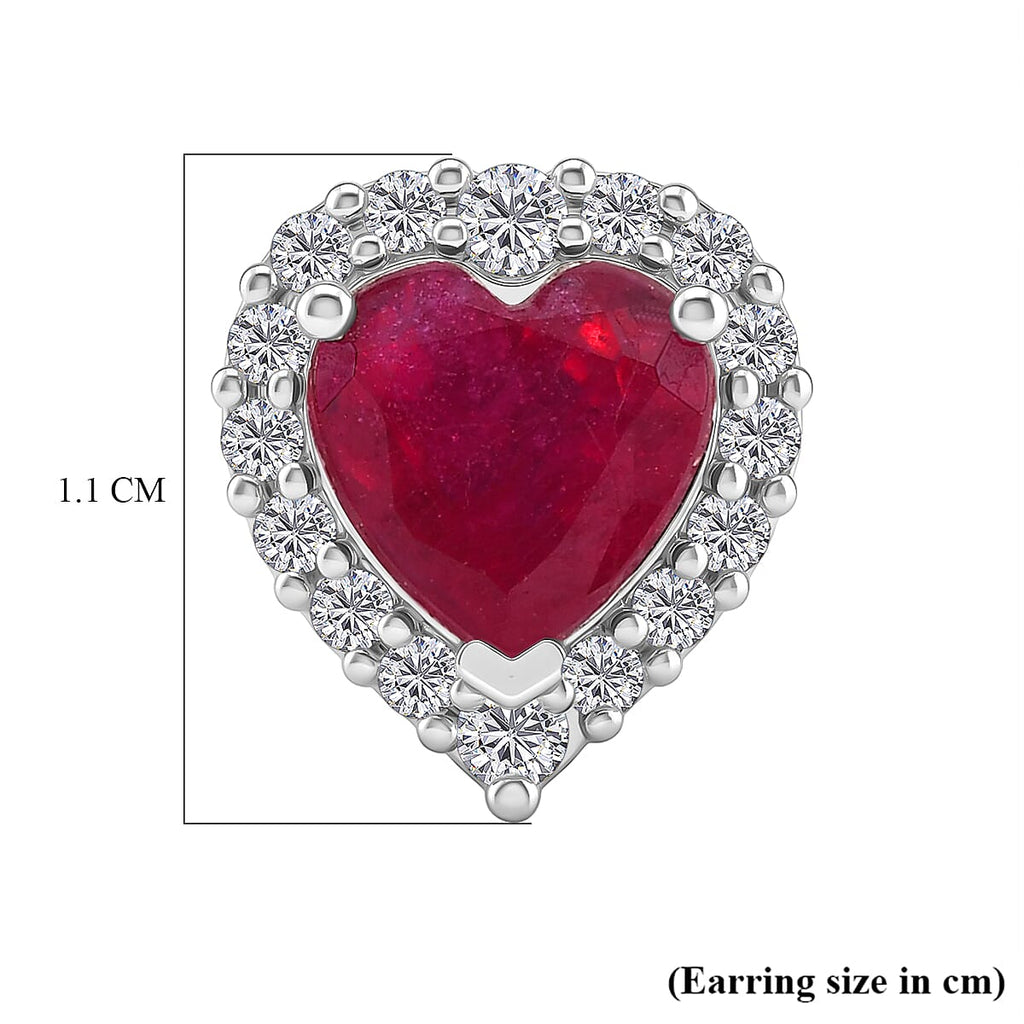D'Joy Niassa Ruby, Moissanite Solitaire Stud Push Post Earring in Rhodium OverlaySterling Silver  3.400  Ct._8502597_4