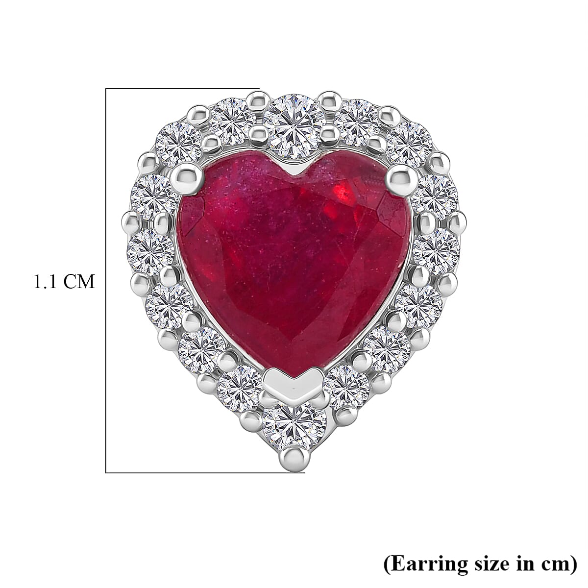 D'Joy Niassa Ruby, Moissanite Solitaire Stud Push Post Earring in Rhodium OverlaySterling Silver  3.400  Ct. 8502597 4