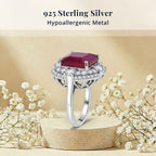 D'Joy Niassa Ruby, Moissanite Main Stone With Side Stone Ring in Rhodium OverlaySterling Silver  10.340  Ct._8502601_3