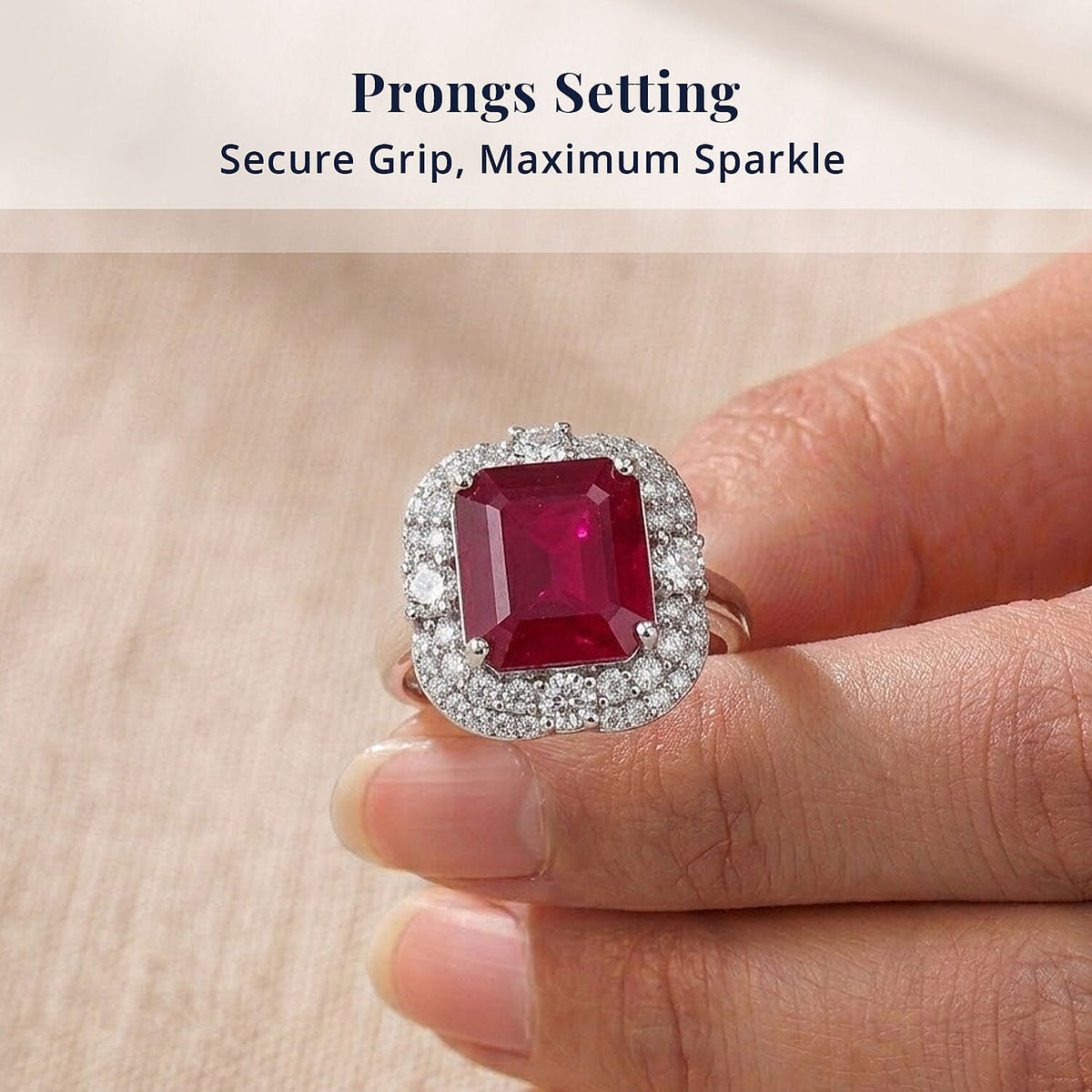 D'Joy Niassa Ruby, Moissanite Main Stone With Side Stone Ring in Rhodium OverlaySterling Silver  10.340  Ct. 8502601 4