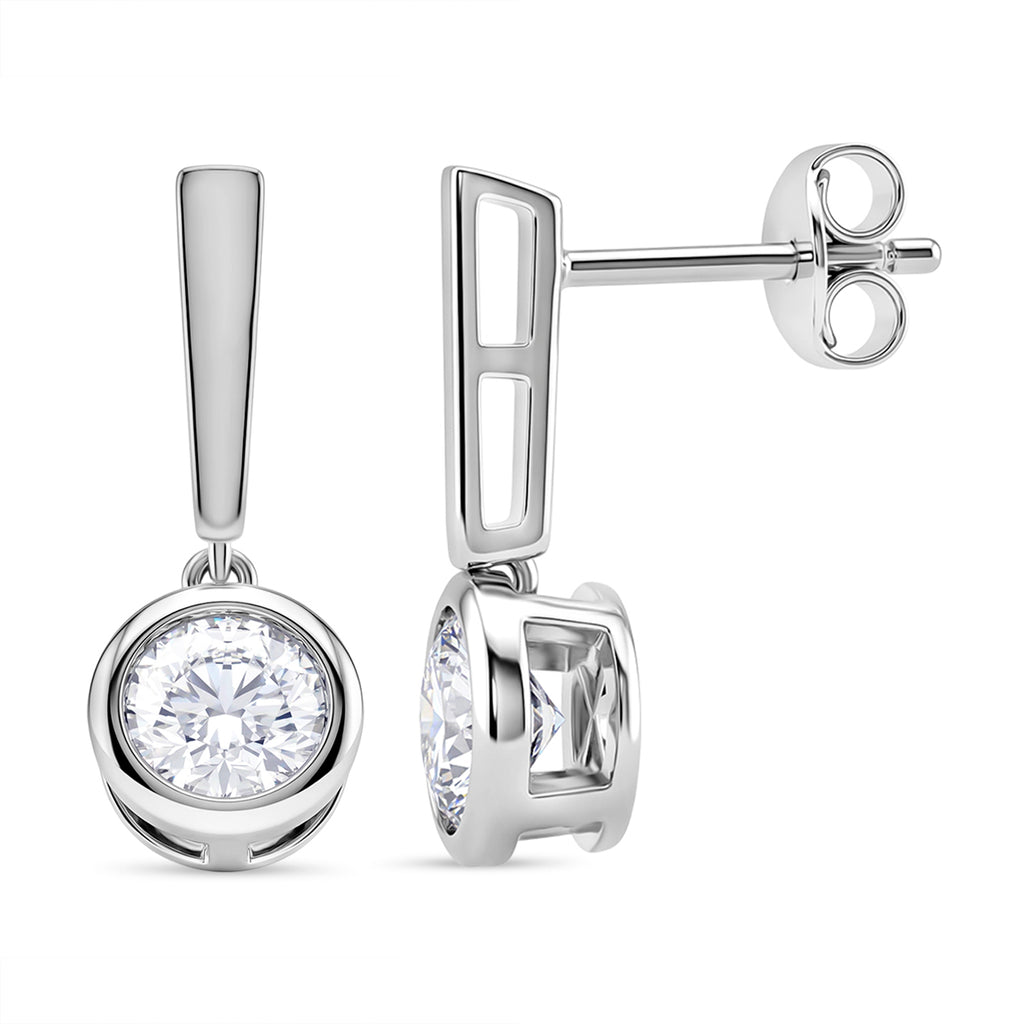 D'Joy - GRA Certified (D-VVS1) Moissanite Solitaire Earring with Push Back in Rhodium Overlay Sterling Silver 1.52 Ct._8502621