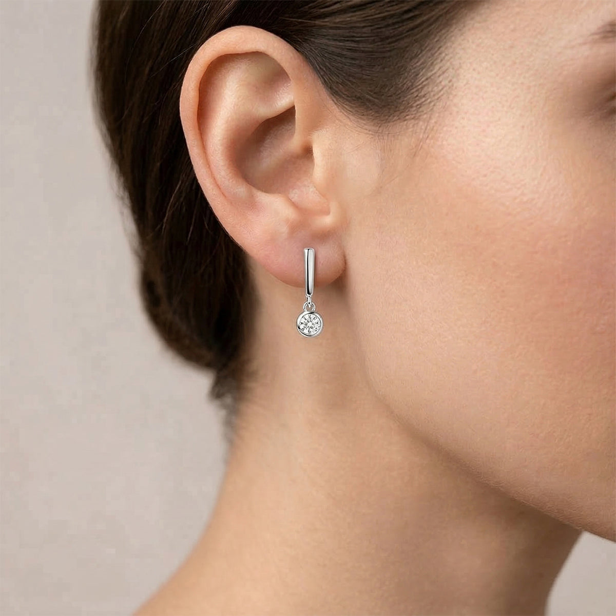 D'Joy - GRA Certified (D-VVS1) Moissanite Solitaire Earring with Push Back in Rhodium Overlay Sterling Silver 1.52 Ct. V32513912 2