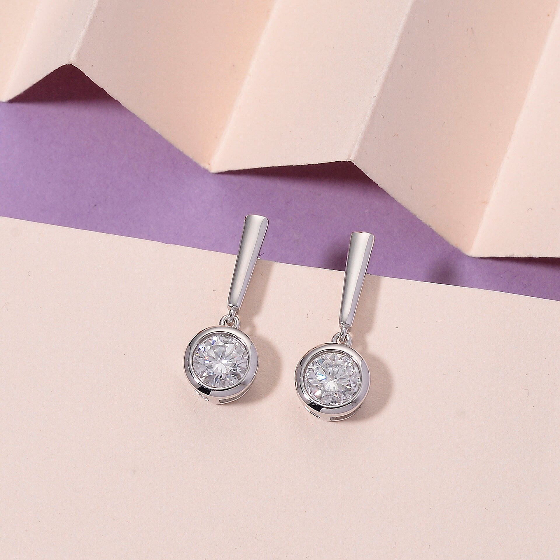 D'Joy - GRA Certified (D-VVS1) Moissanite Solitaire Earring with Push Back in Rhodium Overlay Sterling Silver 1.52 Ct. V32513912 3