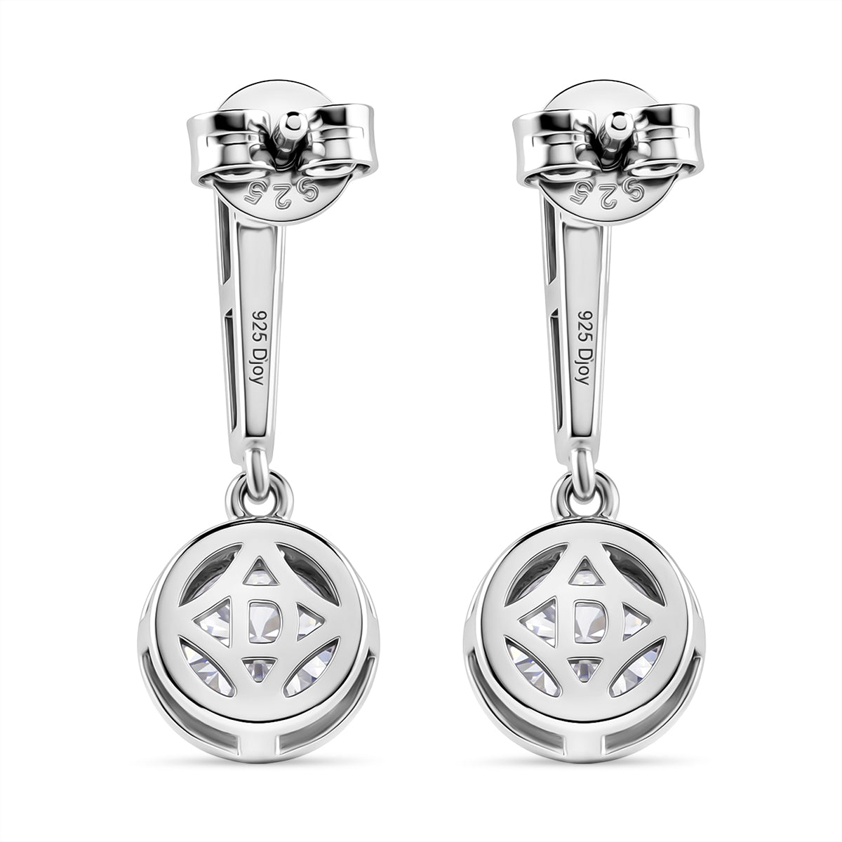D'Joy - GRA Certified (D-VVS1) Moissanite Solitaire Earring with Push Back in Rhodium Overlay Sterling Silver 1.52 Ct. V32513912 5