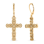 EverTrue Bronzella Collection - Byzantine Link Cross Earring with Lever Back in 18K Gold Plating_8502647