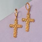EverTrue Bronzella Collection - Byzantine Link Cross Earring with Lever Back in 18K Gold Plating_8502647_2