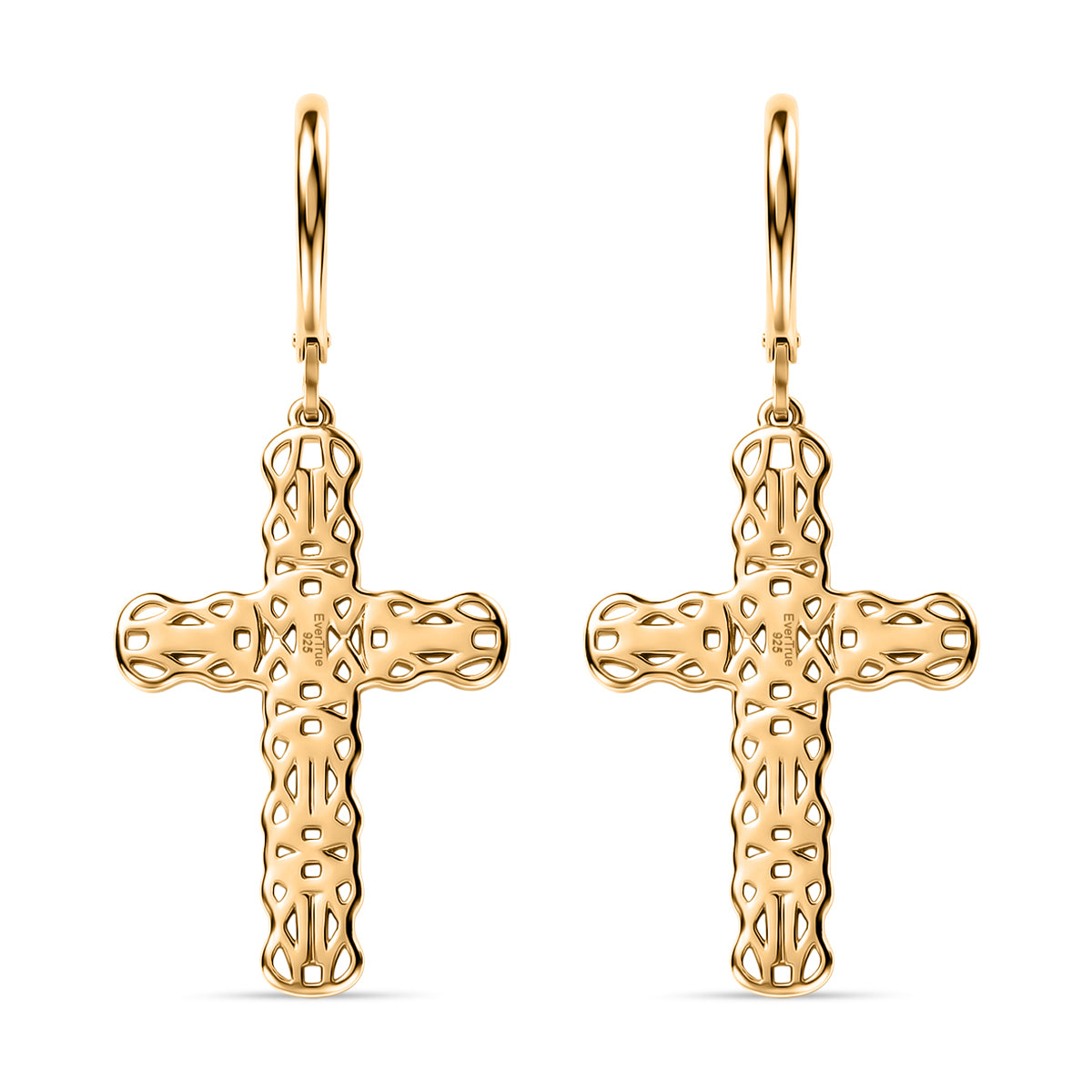 EverTrue Bronzella Collection - Byzantine Link Cross Earring with Lever Back in 18K Gold Plating V32512734 5