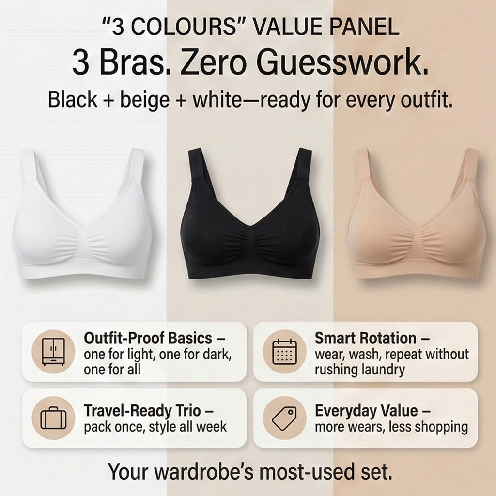 Comfortisse Set of 3 Uplift Padded Bra (Size - L, 36-38) - Black, Beige & White_8502775_4