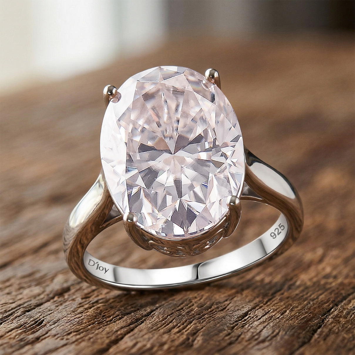 D'Joy - Moissanite Solitaire Ring in Rhodium Overlay Sterling Silver 10.00 Ct. V32523964 3