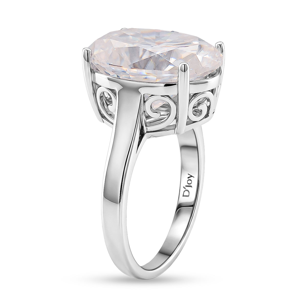 D'Joy - Moissanite Solitaire Ring in Rhodium Overlay Sterling Silver 10.00 Ct. V32523964 4