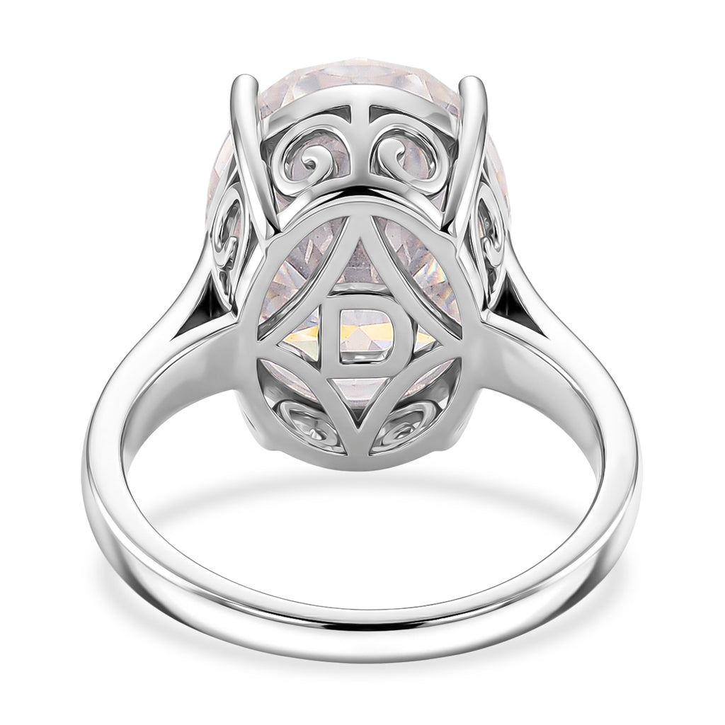 D'Joy - Moissanite Solitaire Ring in Rhodium Overlay Sterling Silver 10.00 Ct._8502965_4