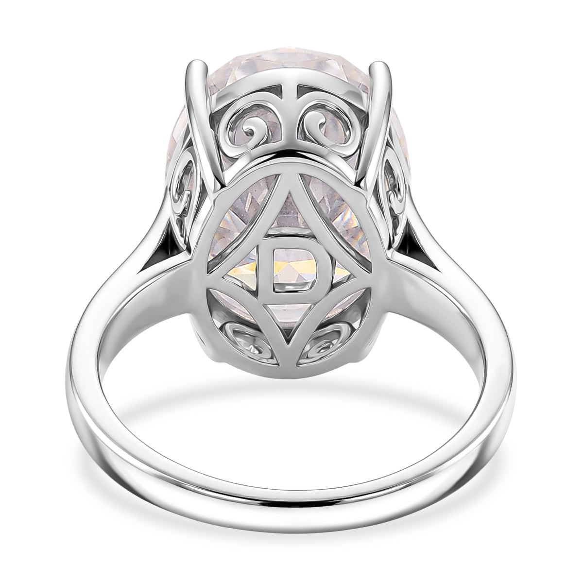 D'Joy - Moissanite Solitaire Ring in Rhodium Overlay Sterling Silver 10.00 Ct. V32523964 5