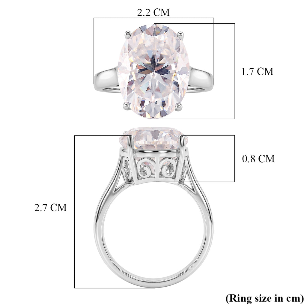 D'Joy - Moissanite Solitaire Ring in Rhodium Overlay Sterling Silver 10.00 Ct._8502965_5