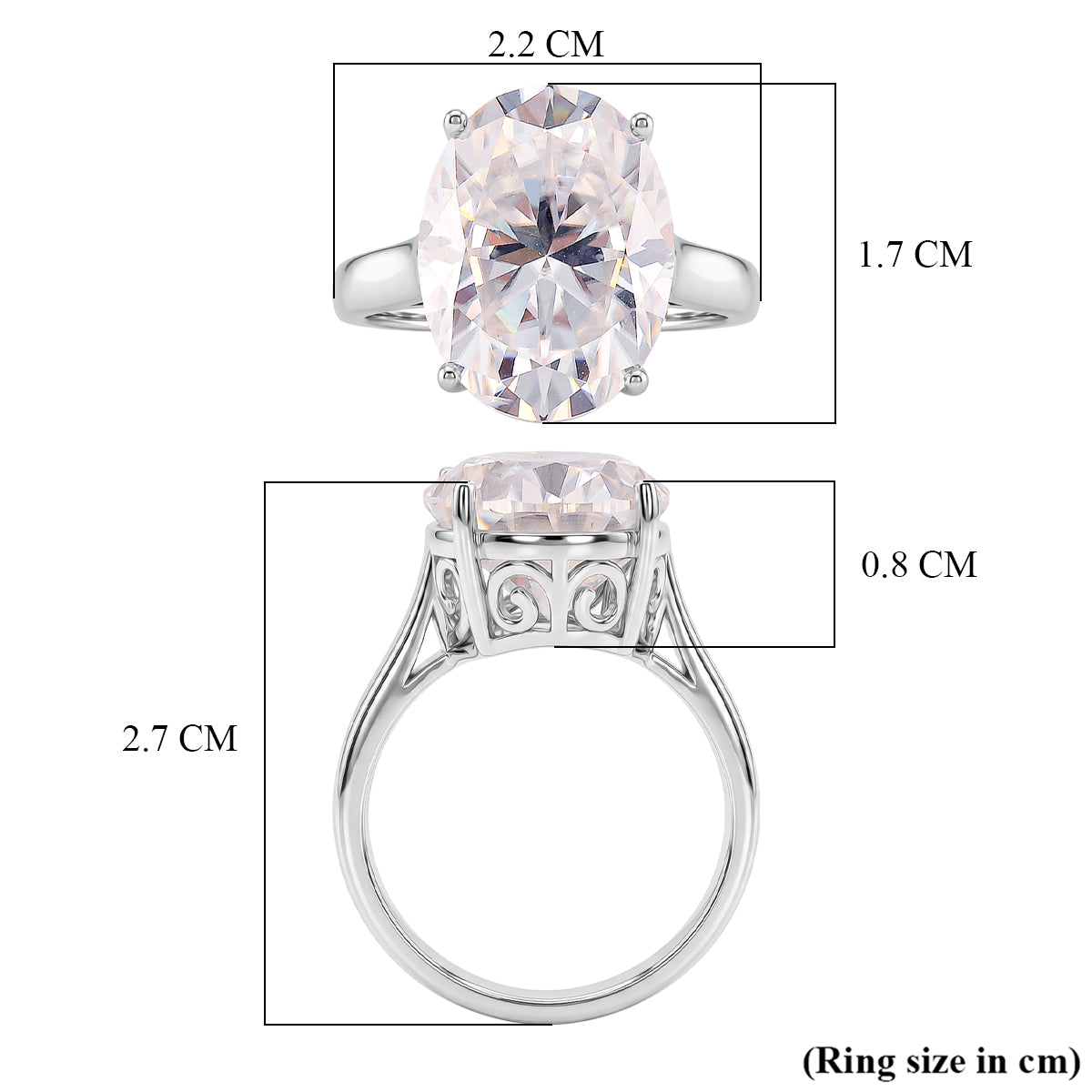 D'Joy - Moissanite Solitaire Ring in Rhodium Overlay Sterling Silver 10.00 Ct. V32523964 6