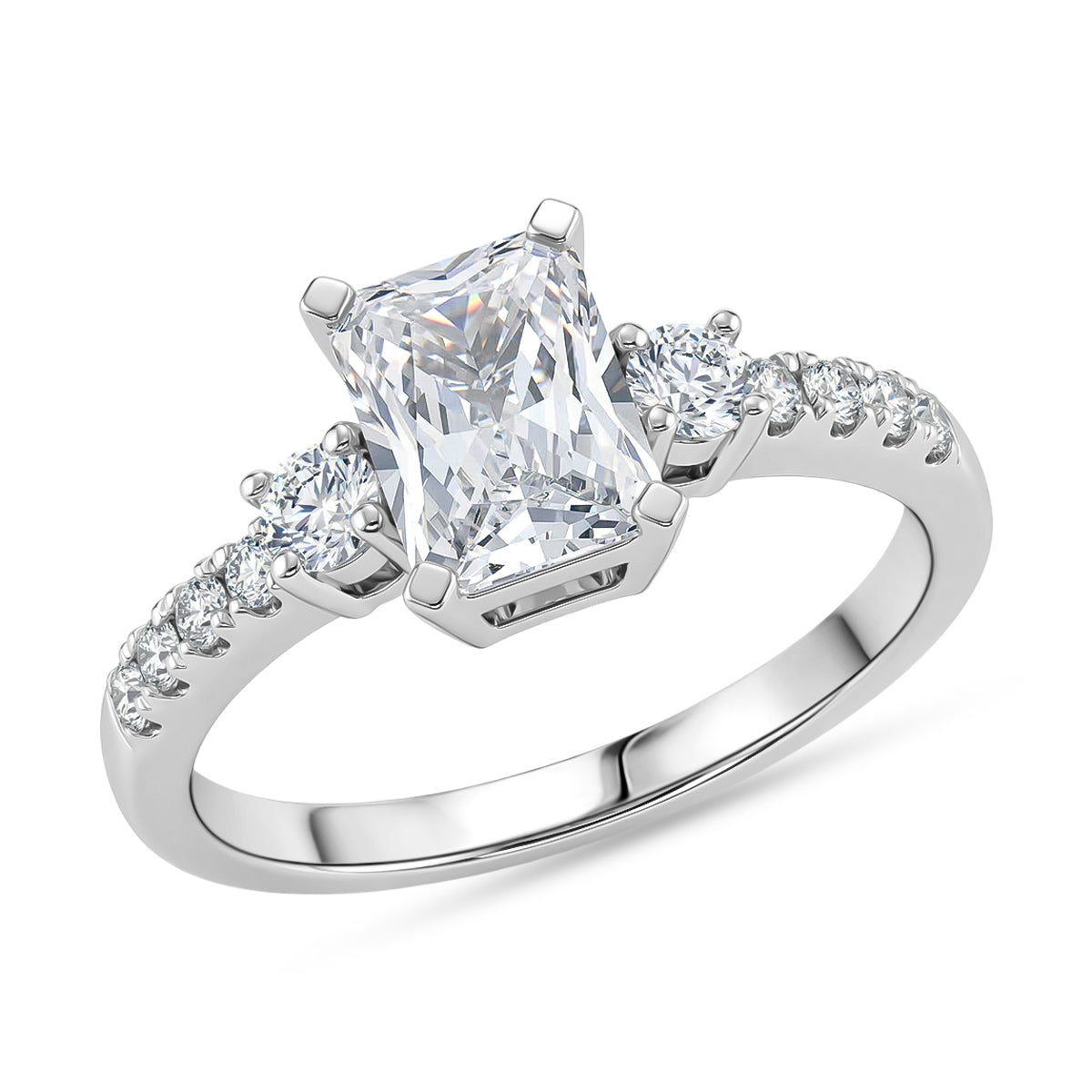D'Joy - GRA Certified (D-VVS1) Moissanite Ring in Rhodium Overlay Sterling Silver 2.10 Ct. V32611386 0