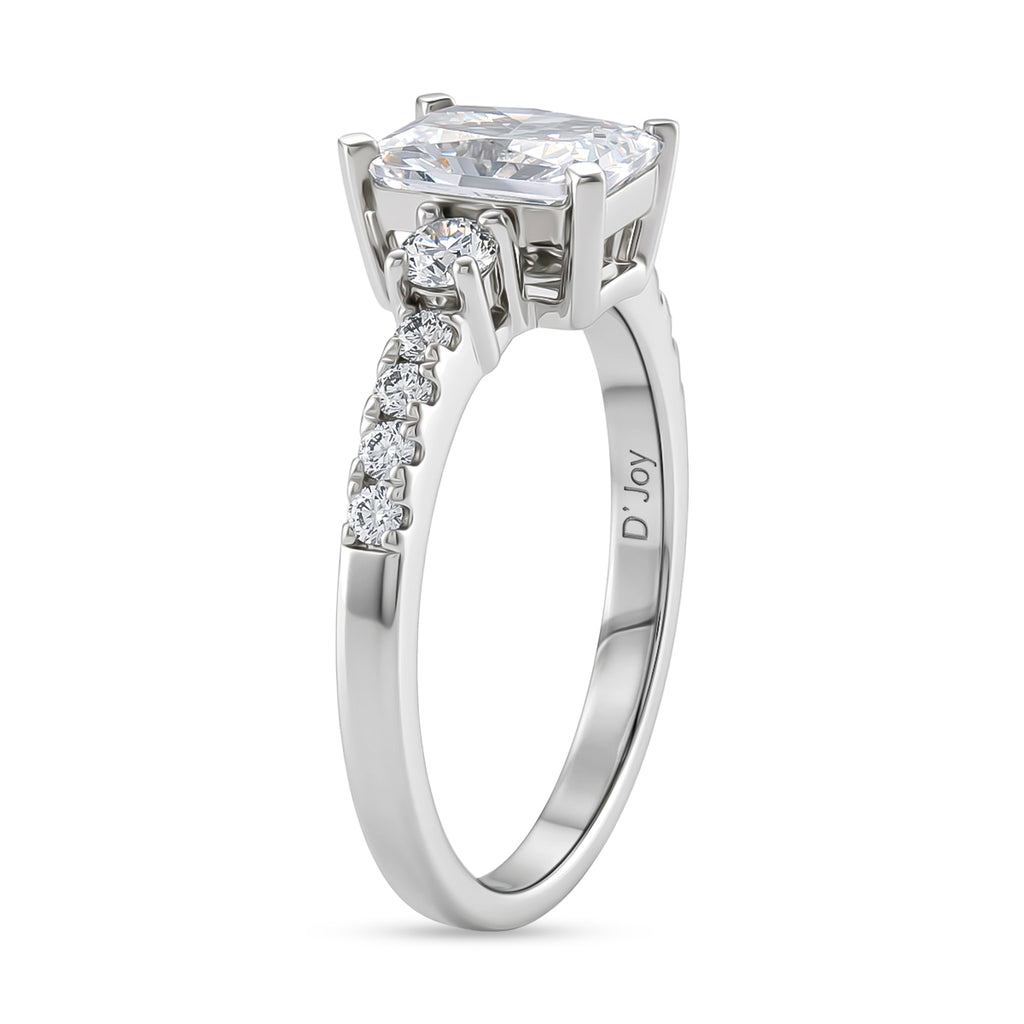 D'Joy - GRA Certified (D-VVS1) Moissanite Ring in Rhodium Overlay Sterling Silver 2.10 Ct._8503032_3