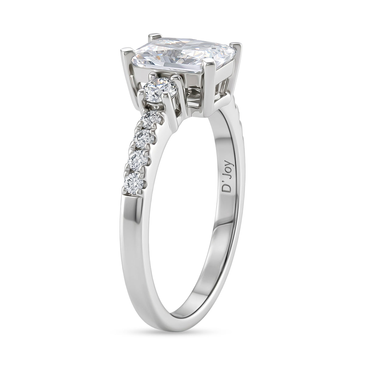 D'Joy - GRA Certified (D-VVS1) Moissanite Ring in Rhodium Overlay Sterling Silver 2.10 Ct. V32611386 4