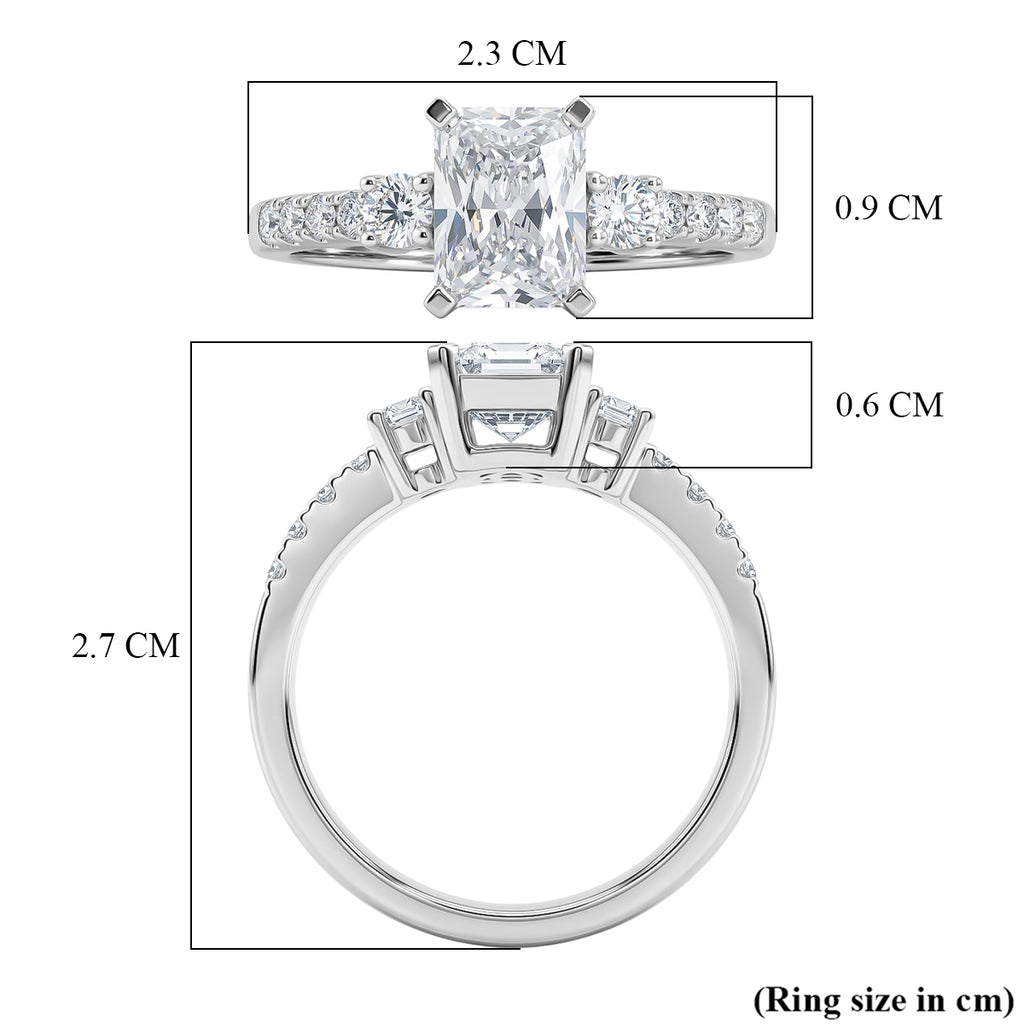 D'Joy - GRA Certified (D-VVS1) Moissanite Ring in Rhodium Overlay Sterling Silver 2.10 Ct._8503032_5