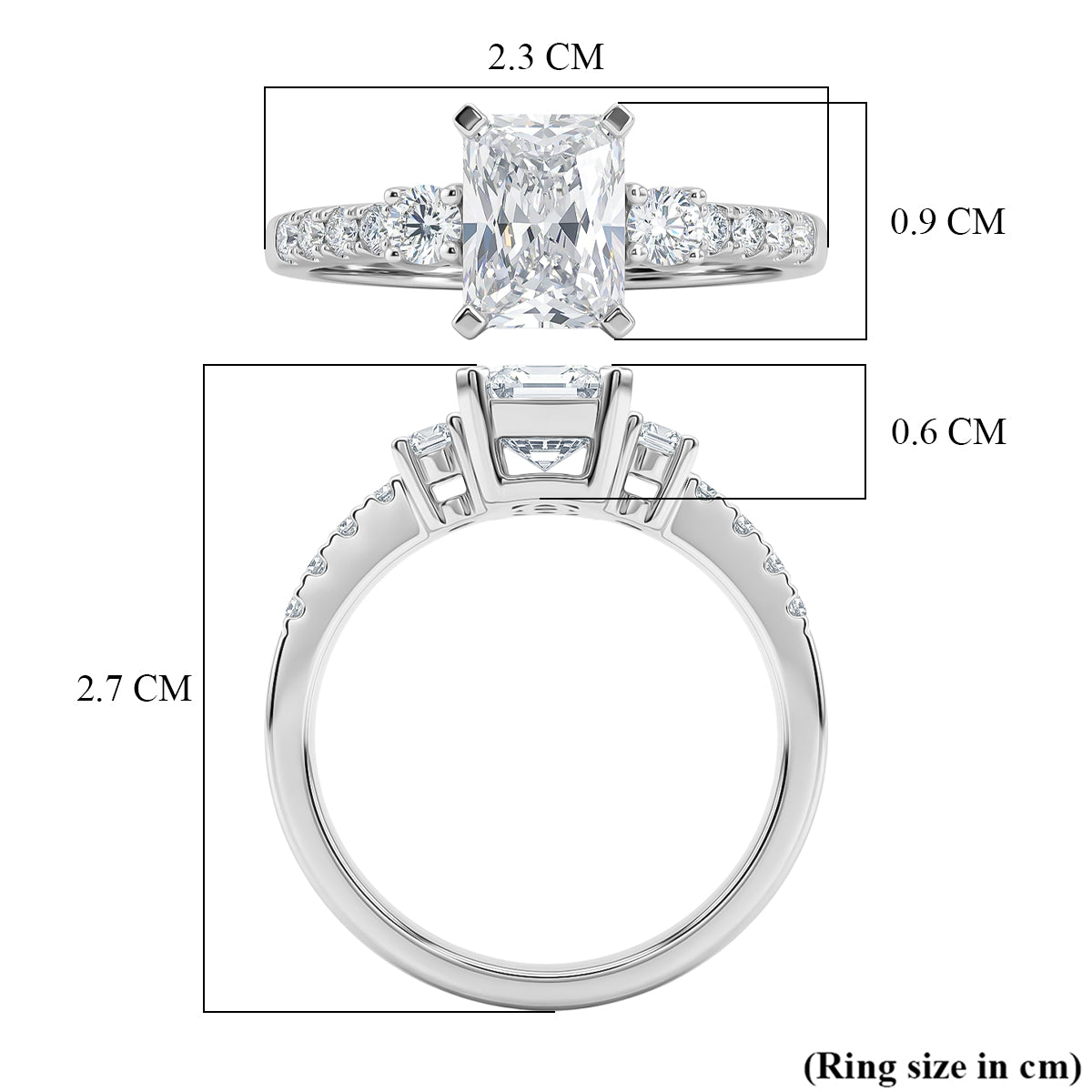 D'Joy - GRA Certified (D-VVS1) Moissanite Ring in Rhodium Overlay Sterling Silver 2.10 Ct. V32611386 6