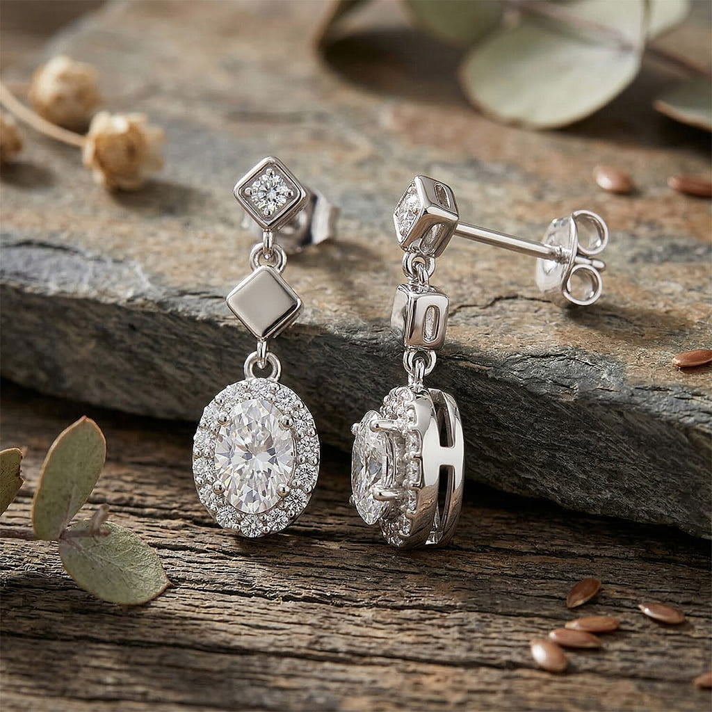 D'Joy GRA Certified Moissanite D-VVS1 Drop Earring with Push Back in Rhodium Overlay Sterling Silver 1.30 Ct._8503059_2