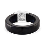 D-VVS1 GRA Certified Moissanite (1.70 Cts) &  Black Jade Solitaire Band Ring in Rhodium Overlay Sterling Silver 30.00  Ct._8503074_4