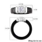 D-VVS1 GRA Certified Moissanite (1.70 Cts) &  Black Jade Solitaire Band Ring in Rhodium Overlay Sterling Silver 30.00  Ct._8503074_5