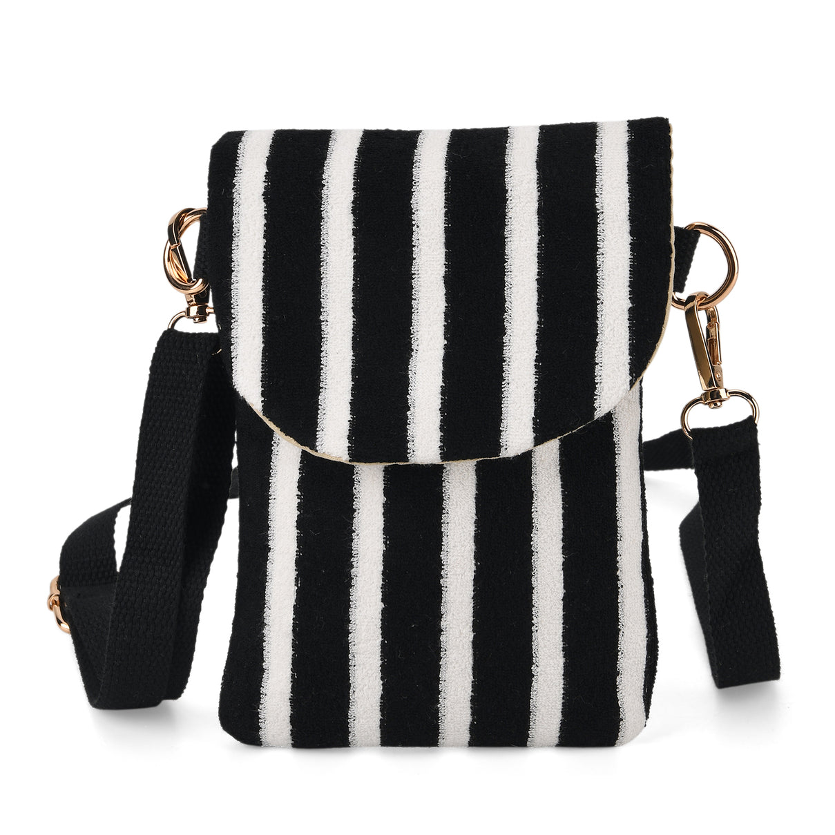 Striped Pattern Phone Sling Bag With Adjustable Shoulder Strap - Black &amp; White 8503229 0