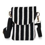 Striped Pattern Phone Sling Bag With Adjustable Shoulder Strap - Black & White_8503229