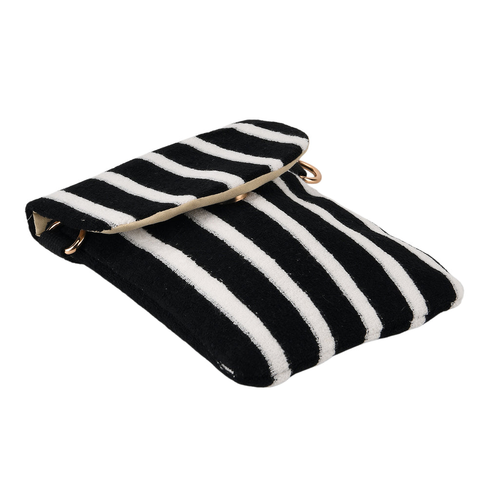 Striped Pattern Phone Sling Bag With Adjustable Shoulder Strap - Black & White_8503229_6