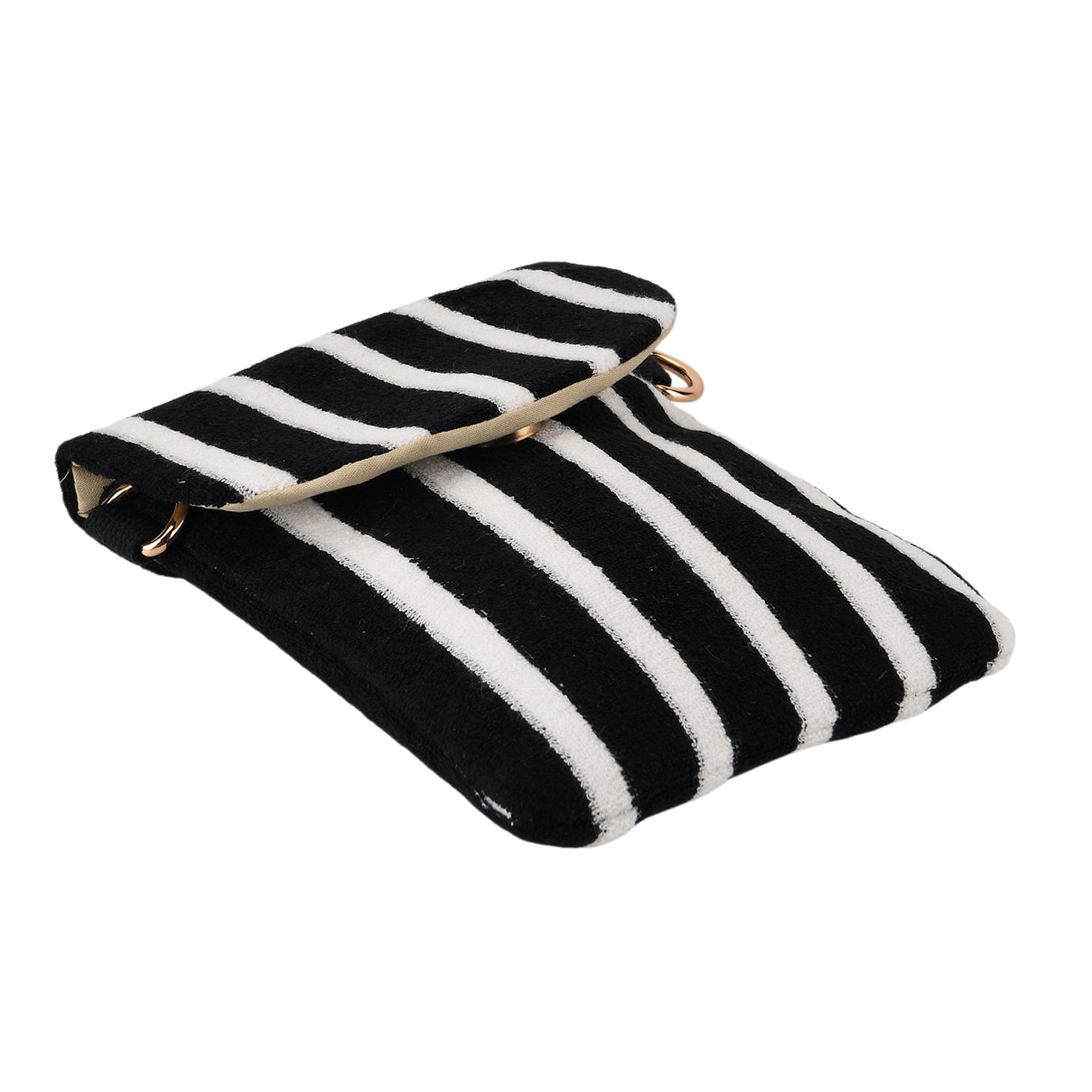 Striped Pattern Phone Sling Bag With Adjustable Shoulder Strap - Black &amp; White 8503229 5