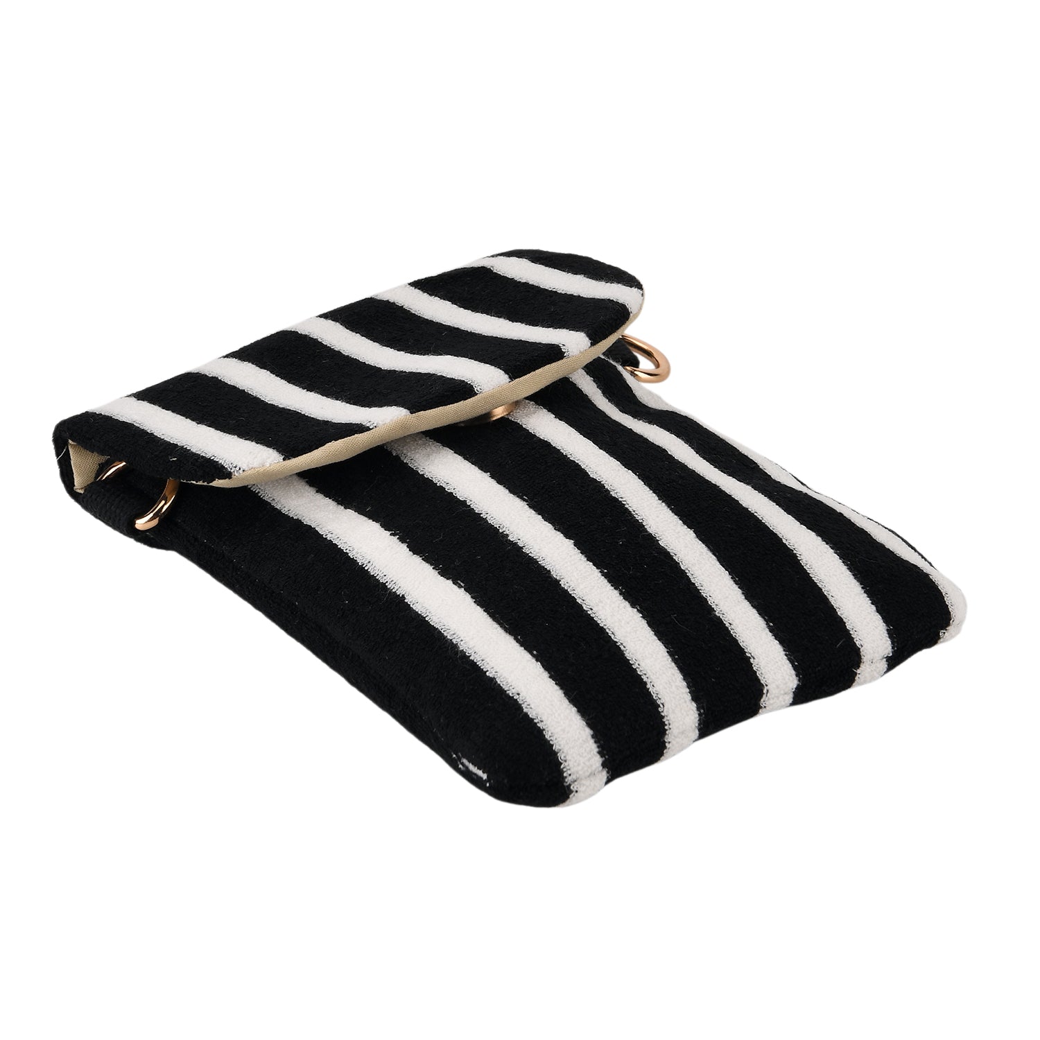 Striped Pattern Phone Sling Bag With Adjustable Shoulder Strap - Black &amp; White 8503229 5
