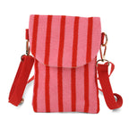 Striped Pattern Phone Sling Bag With Adjustable Shoulder Strap - Pink & Red_8503230