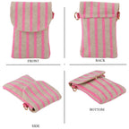 Striped Pattern Phone Sling Bag With Adjustable Shoulder Strap - Light Grey & Pink_8503233_4