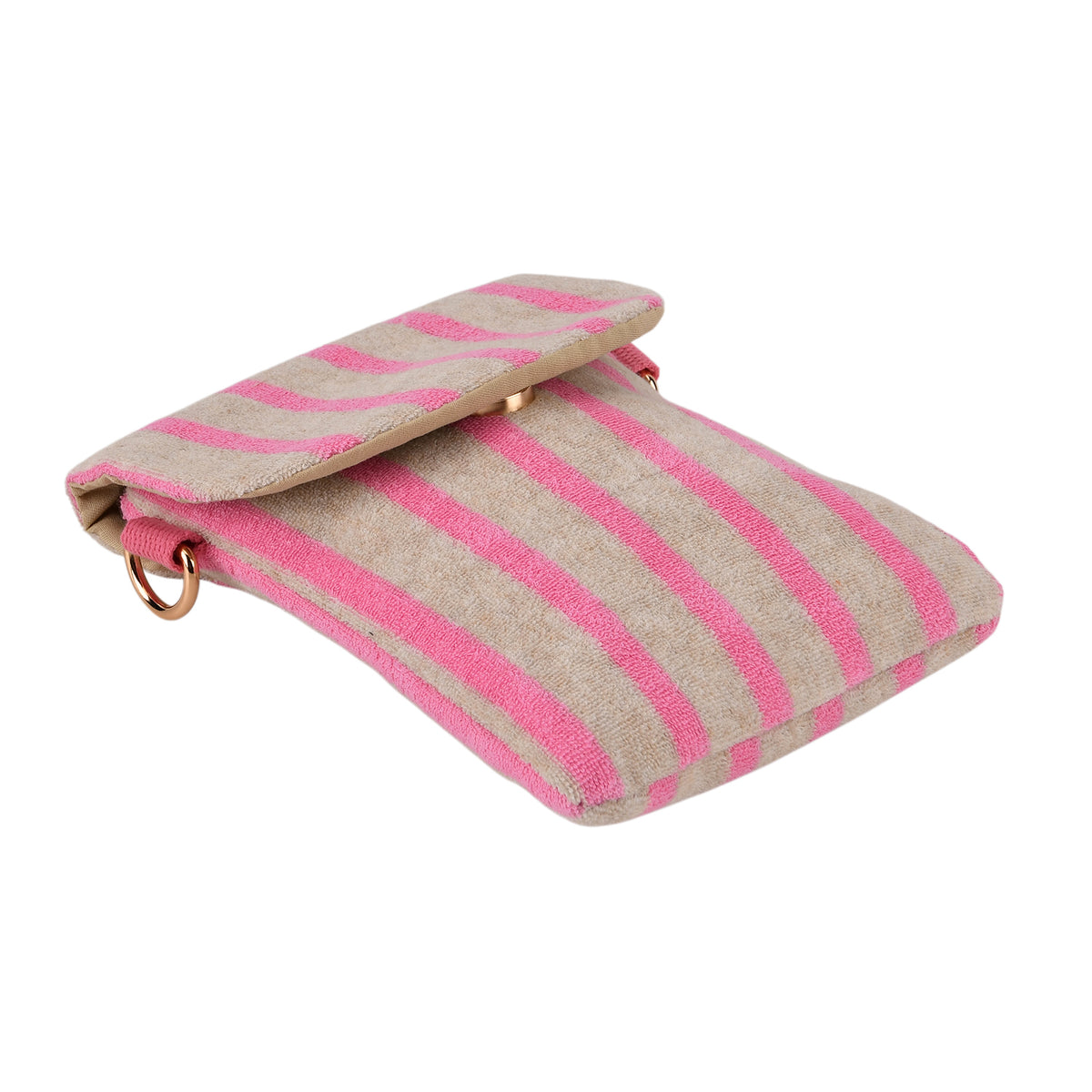 Striped Pattern Phone Sling Bag With Adjustable Shoulder Strap - Light Grey &amp; Pink V32603630 6