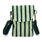 Striped Pattern Phone Sling Bag With Adjustable Shoulder Strap - Light & Dark Green_8503234