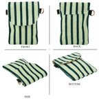 Striped Pattern Phone Sling Bag With Adjustable Shoulder Strap - Light & Dark Green_8503234_4