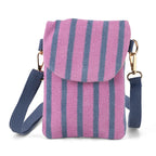 Striped Pattern Phone Sling Bag With Adjustable Shoulder Strap - Purple & Blue_8503235